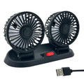 Dual Head USB Car Fan Portable Vehicle Truck 360° Rotatable Auto Cooling Cooler