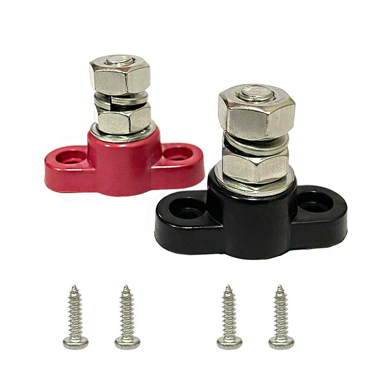 Insulated Battery Post Red & Black Single Stud Terminal for 12V Circuits