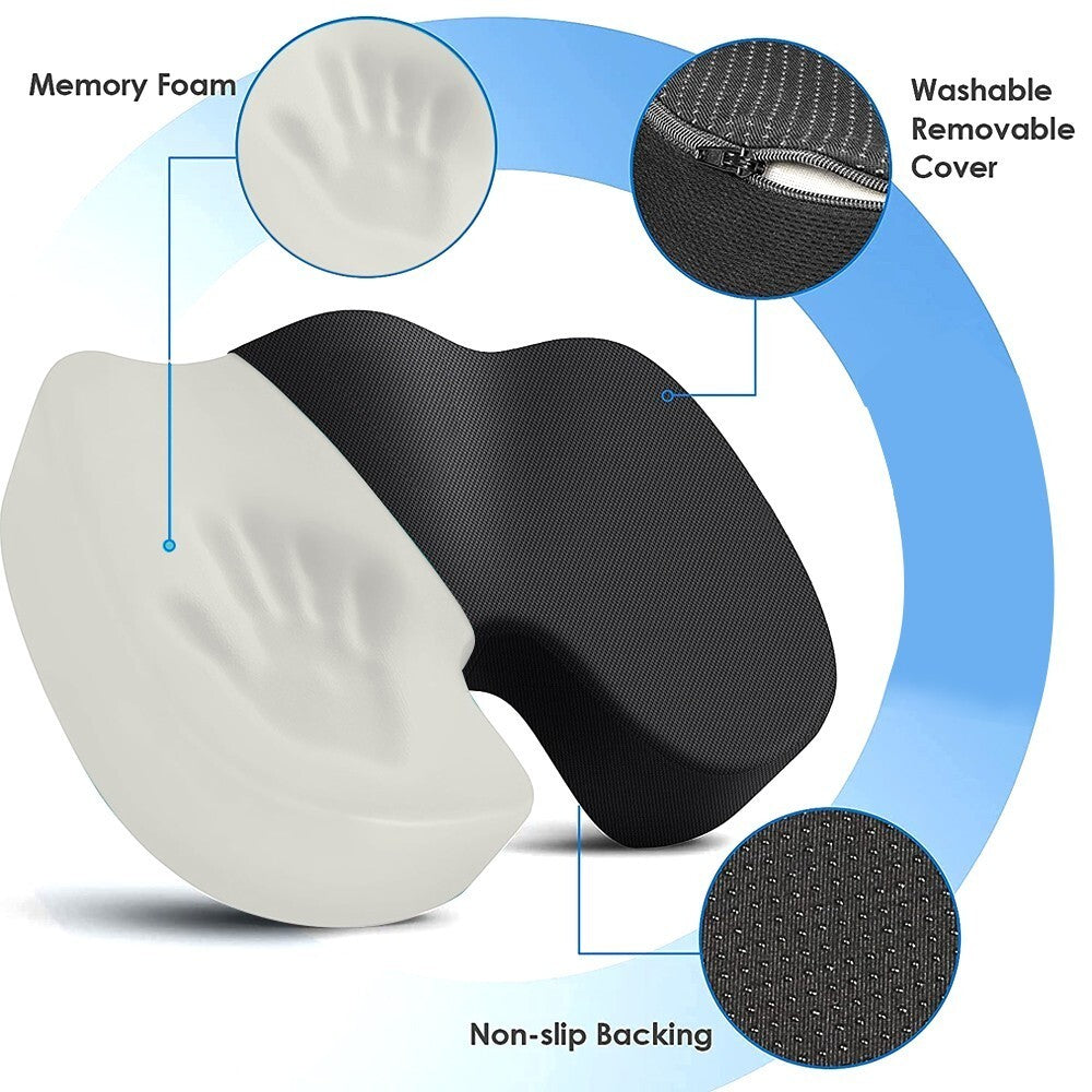 Cushion Seat Pillow Orthopaedic Coccyx Back Pain Relief Memory Foam Office Chair