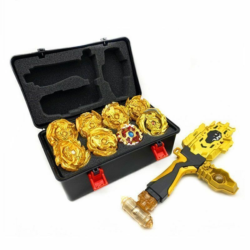 Golden 8pcs Beyblade Set Gyro Burst With Launcher Portable Storage Box