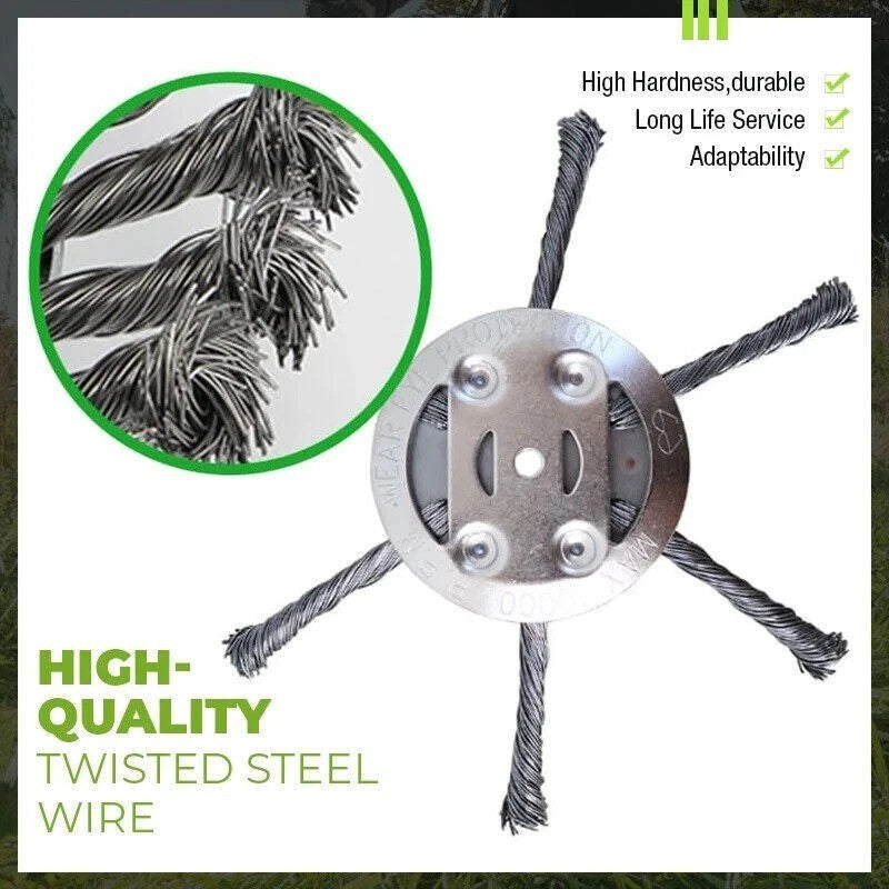 6" Grass Strimmer Head Trimmer Brush Steel Wire Wheel Garden Weed trimmer Tools