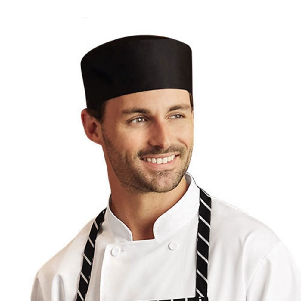 Hotel Man Chef's Hat Black Kitchen Cap Sushi Restaurant Waiter Work Hat New