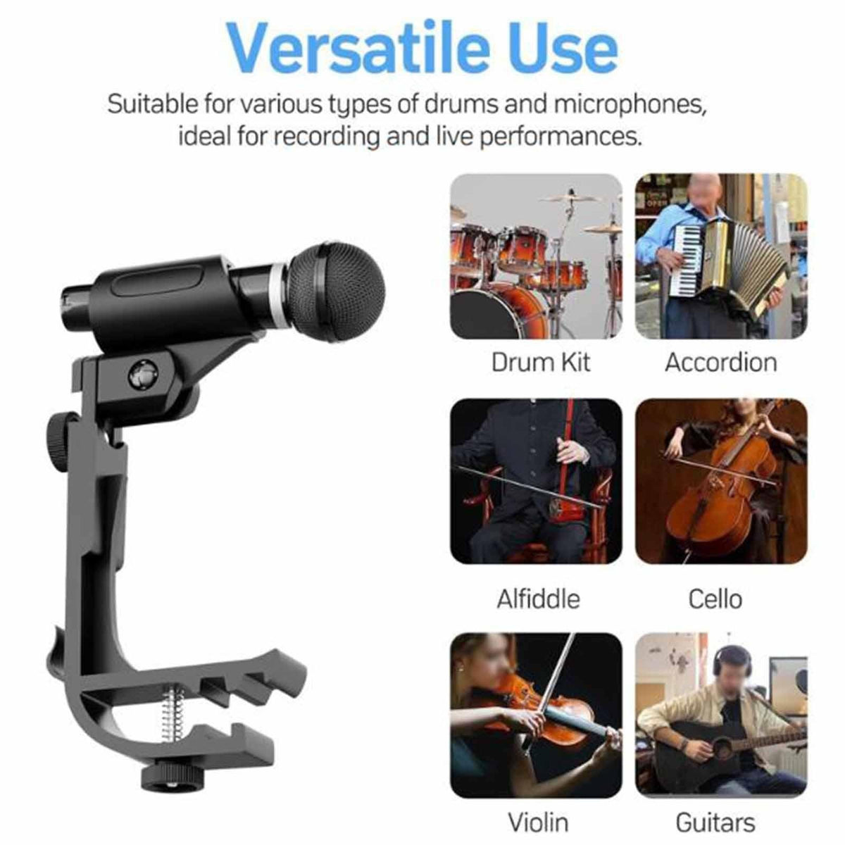 Drum Rim Mic Clips Snare Mount Holder Universal Replacement Easy Installation