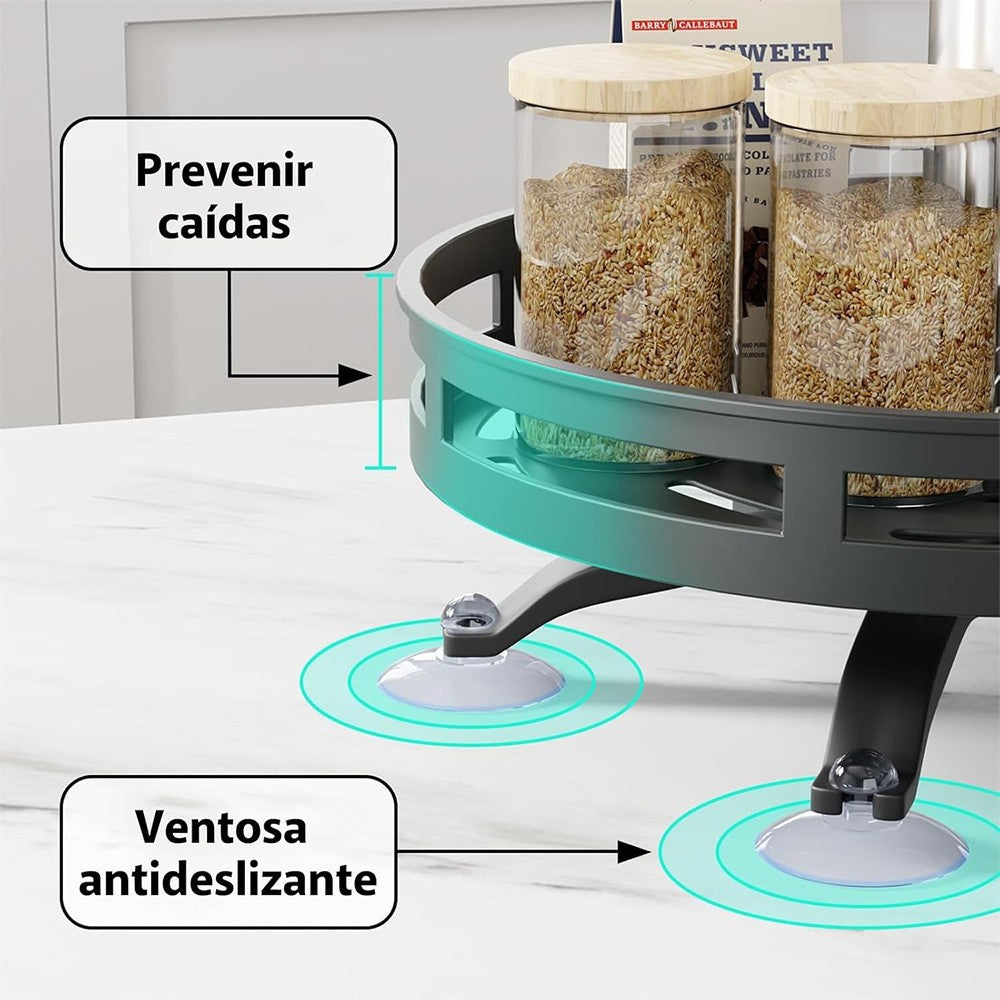 3 Tier 360° Rotating Spice Rack Rotatable Steel Kitchen Seasoning Organizer UK