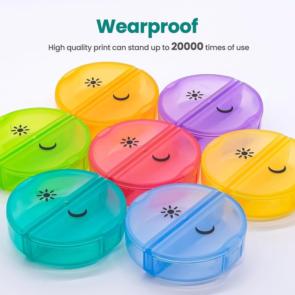 Pill organizer 2 times a day weekly pill box 7-day daily pill container round