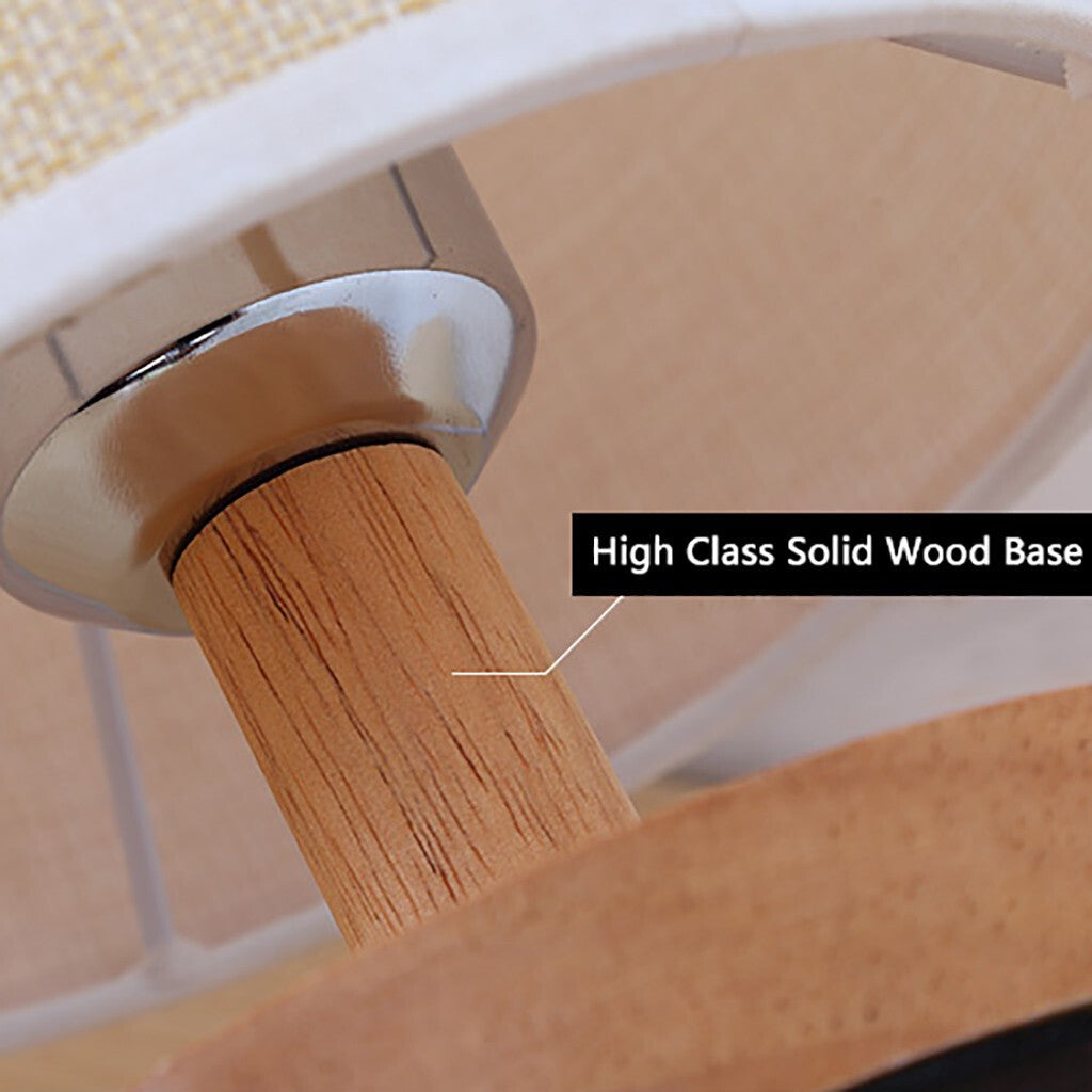 Nordic Cylinder Bedside Table Lamp Dimmer Wooden Table lamp Fabric Lampshade