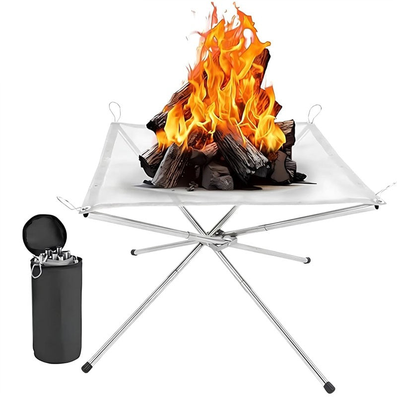 Portable Fire Pit for Camping, Outdoor Folding Firepit Fireplace with Heat Resis