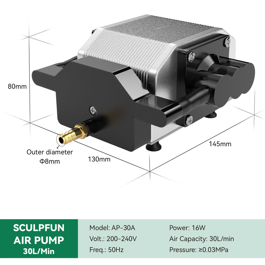 SCULPFUN Air Assist Pump 30L/Min Adjustable Speed For Laser Engraver Cutter