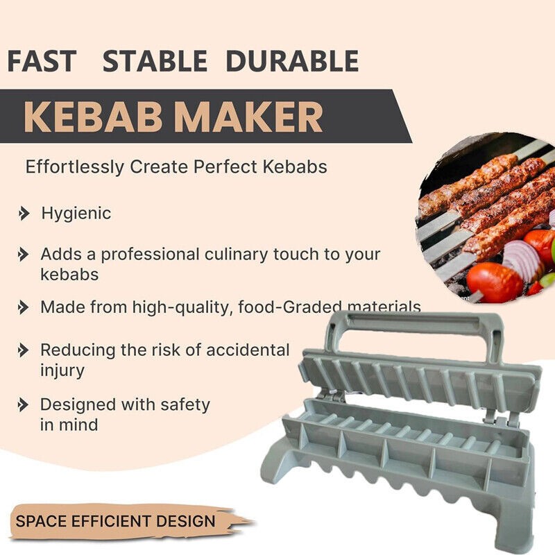 New Single Row Kebab Maker BBQ Meat Skewer Machine Press Reusable Plastic Tool