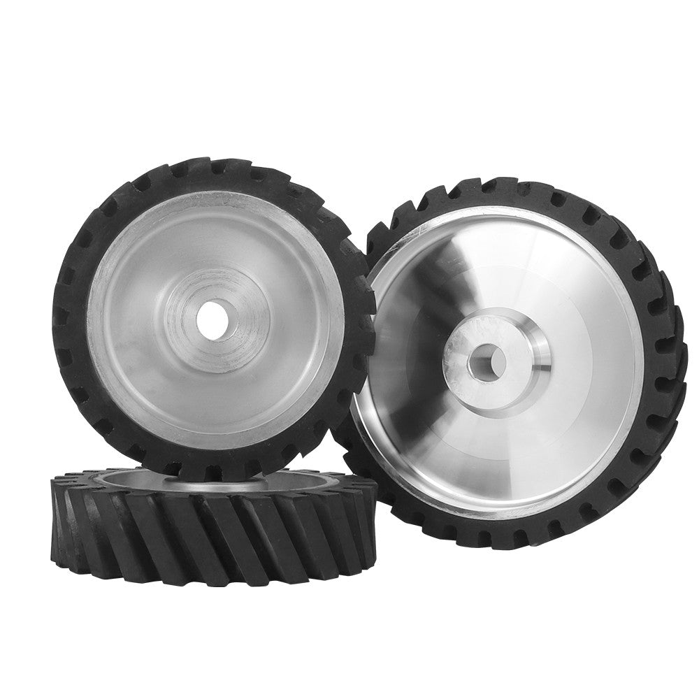 150mm/200mm/250mm Black Rubber Serrated Sand belt Grinding Contact Wheel