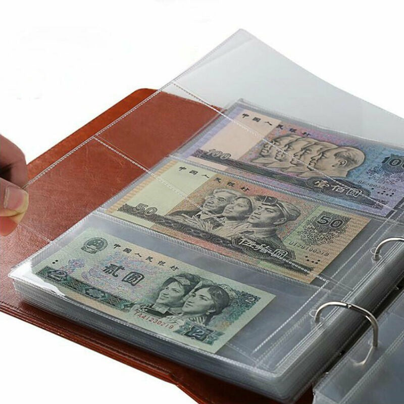 10pcs Banknotes Album Book Page Paper Money Currency Collection Holder Storage