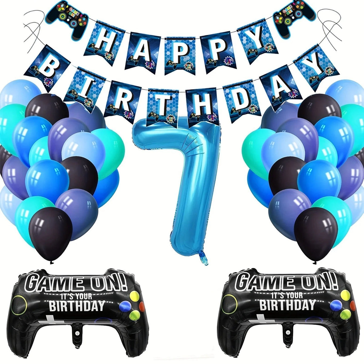 Gamepad Balloons Game Blue Digit Number Children's Birthday Party Decorations