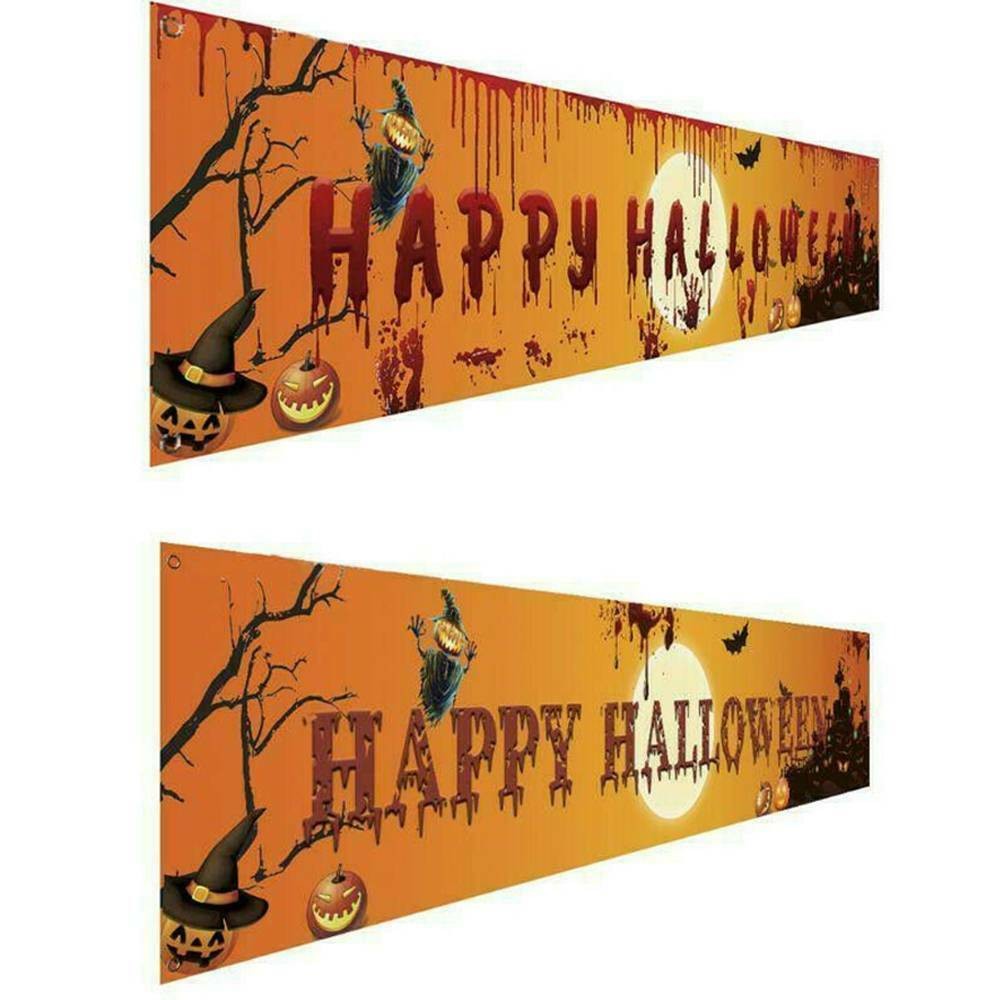 2024 Happy Halloween Banner Outdoor Welcome Decorations Yard Party Scary Decor