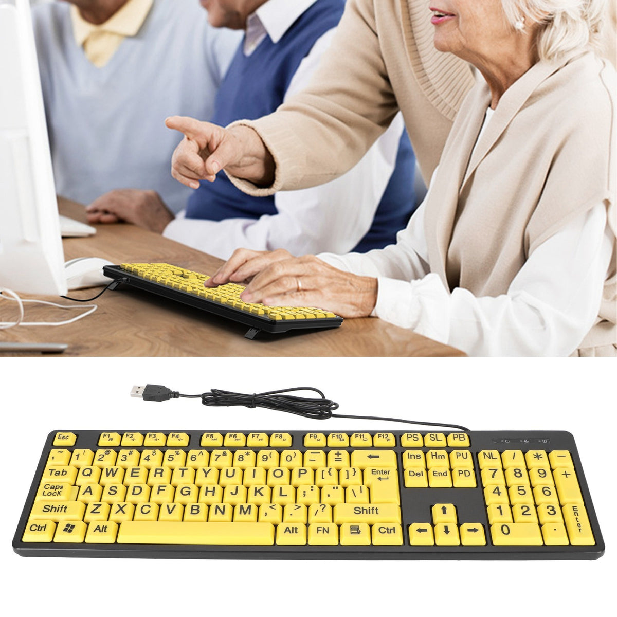 104 Keys Large Print Computer Keyboard For Seniors Comfortable Typing