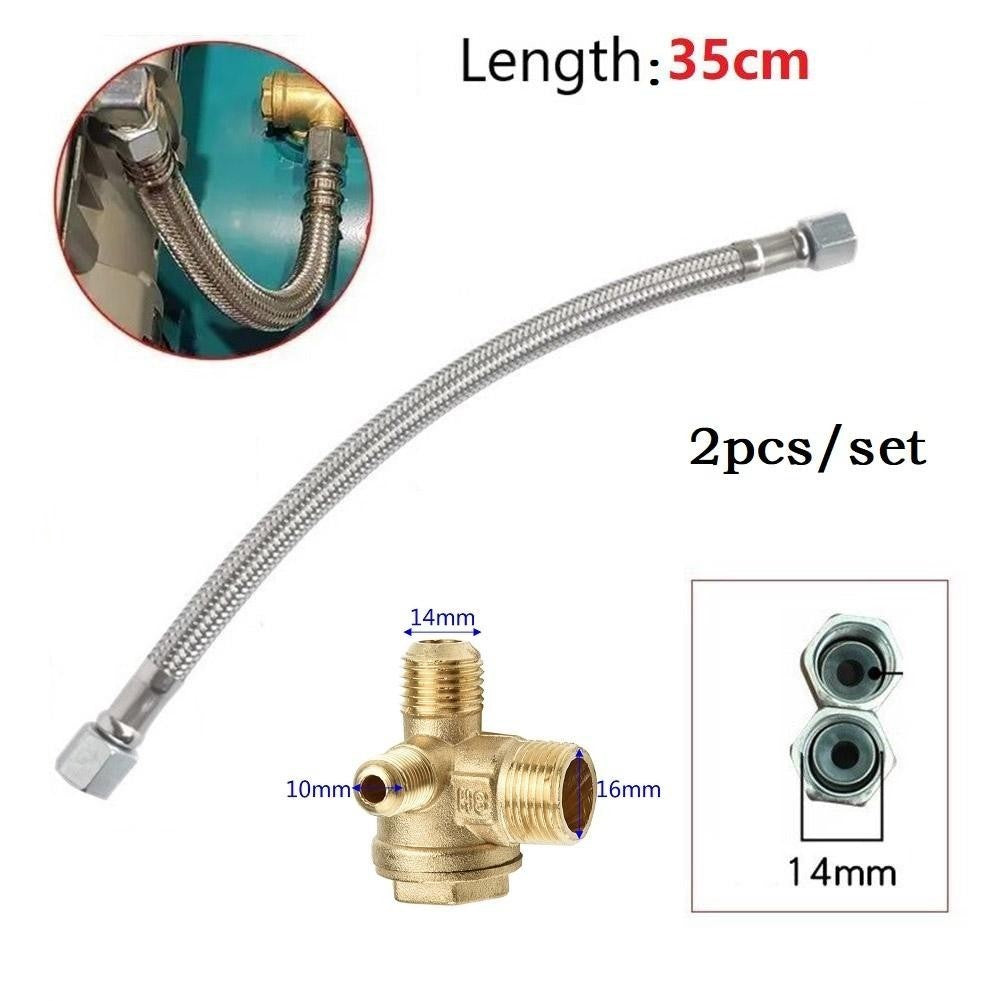 Complete Air Compressor Pipe and Check Valve Kit Stainless Steel 350mm Length