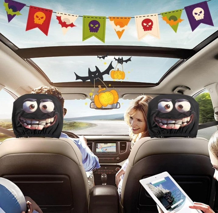 2pcs Sci-Fi Warrior Car Headrest Covers Funny, Universal Fit