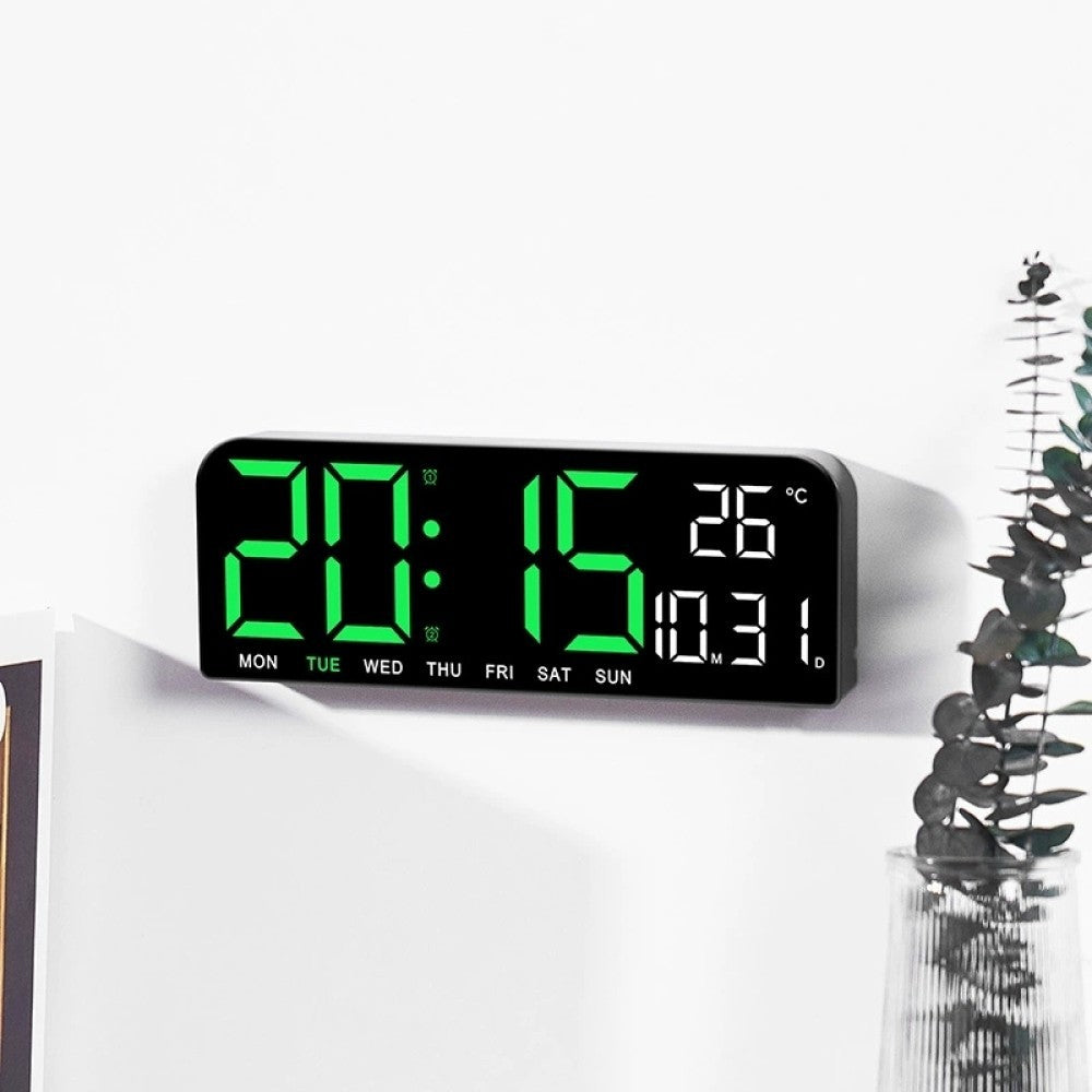 Digital Alarm Clock LED Display Desk Wall Clock with Temperature Date Week Clock