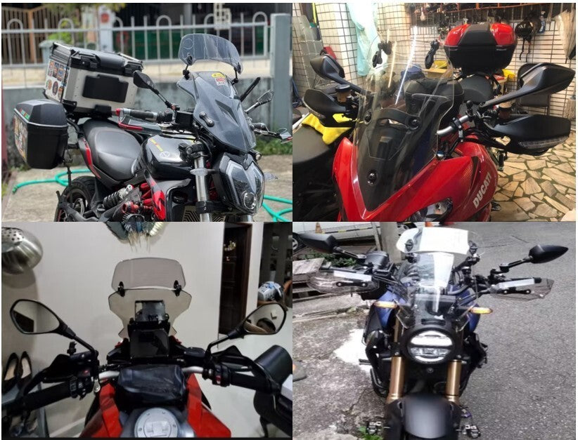 Motorbike Motorcycle Clip On Windshield Wind Screen Deflector Extension Spoiler