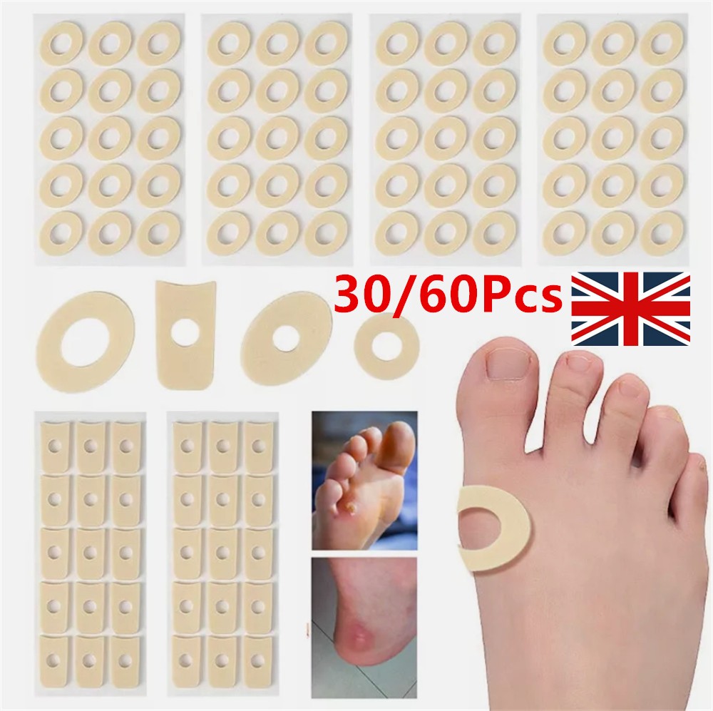 30/60Pcs Corn Pads Foam Cushion Adhesive Protective Ring Plasters Pain Relief UK