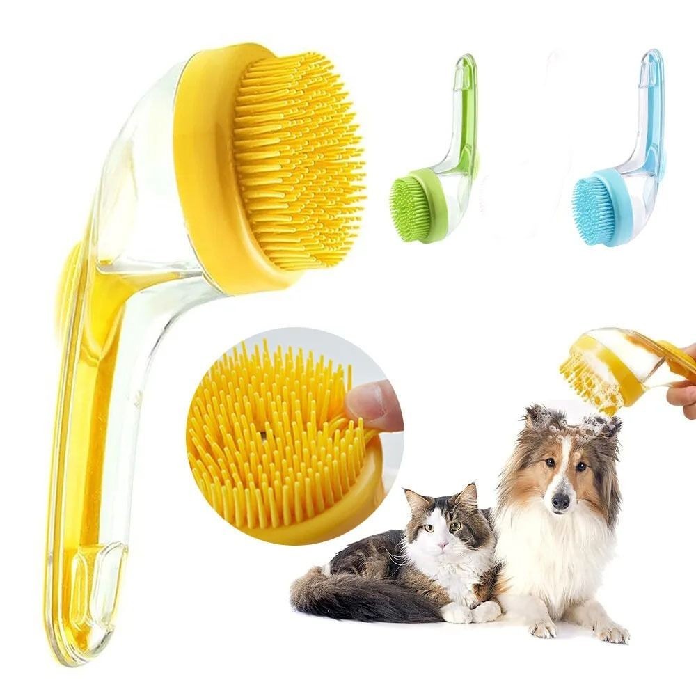 2 In 1 Bath Brush Dog Bath Brush With Shampoo Dispenser Pet Wash Brush