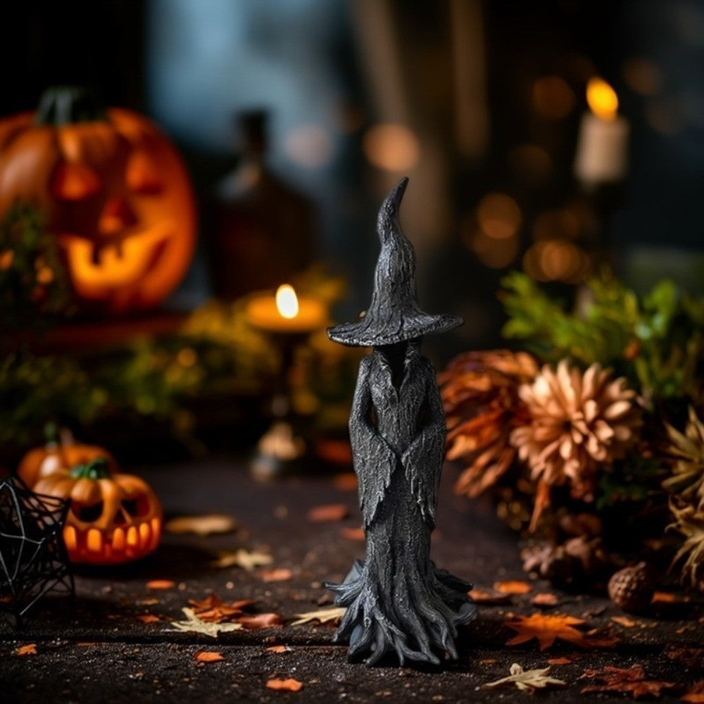 Retro Witch Statue Resin Craft Desktop Decoration Halloween Ornament Home Decor