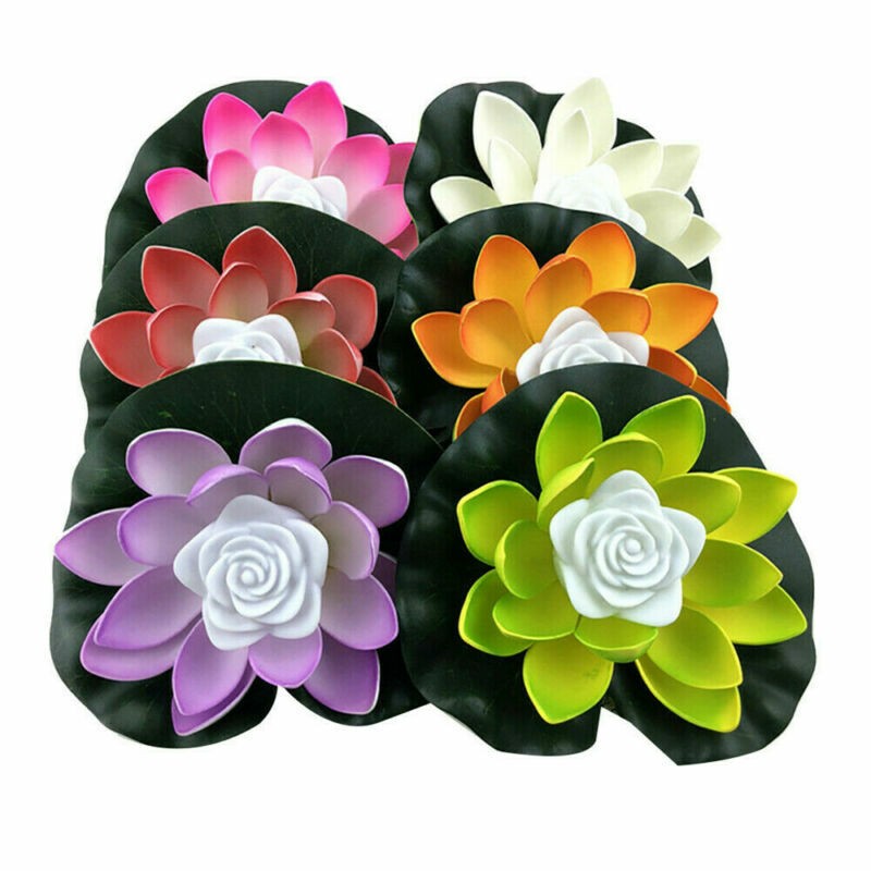 6PCS Floating Lamp Lily Pads Pool Decorative Pond Lights