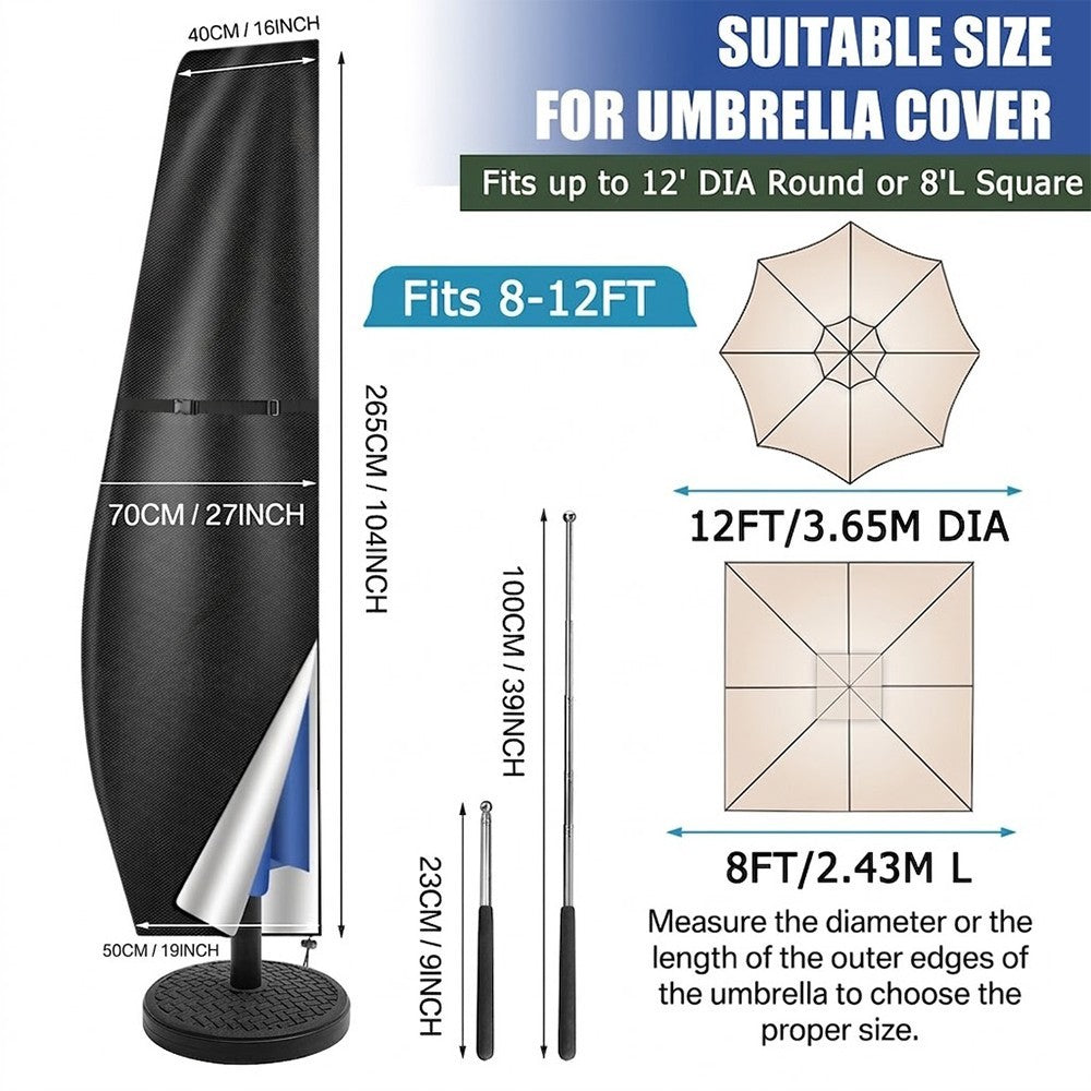 Outdoor Parasol Protective Cover Waterproof for 2M-4M Cantilever Banana Umbrella