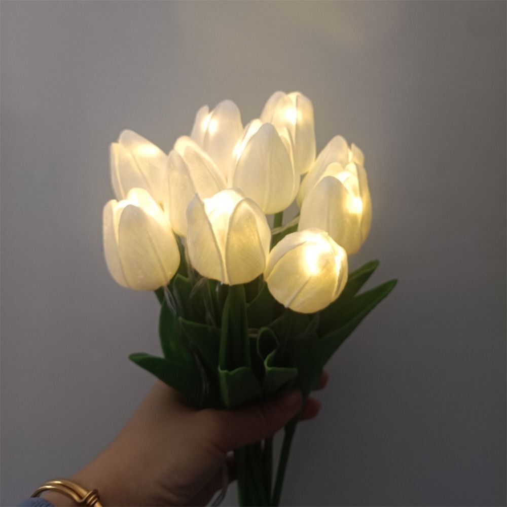 10 Pack Artificial Tulip Flower LED Lamp Bedroom Atmosphere Night Light Gift
