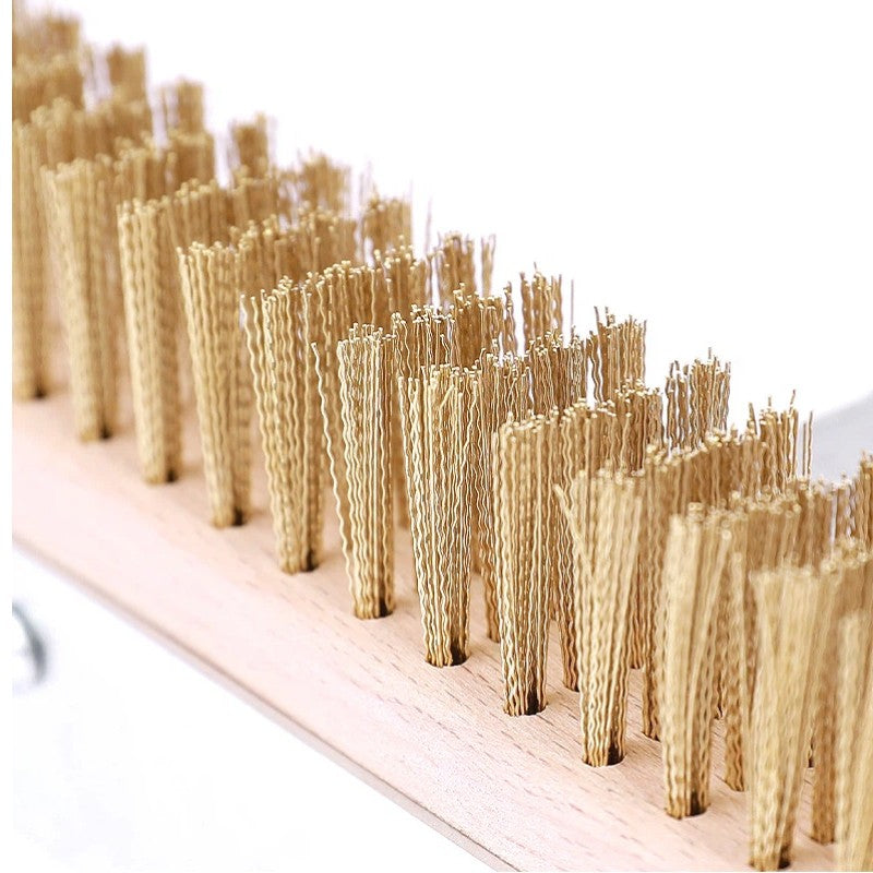 1.6m Top Quality Pizza Oven Brush &Steel Handle Brass Bristles & Steel Scraper