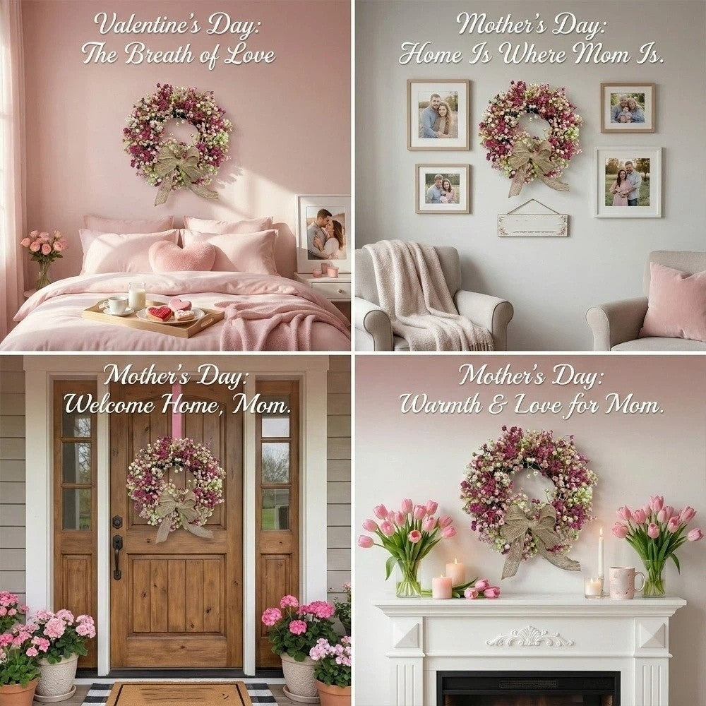 Colorful Eucalyptus Wreath Round Artificial Flower Wreath Door Hanging Wreath