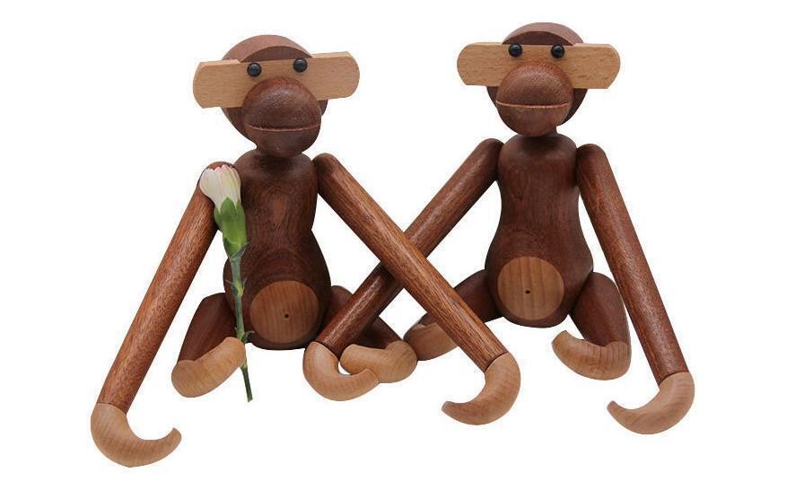 Vintage Kay Bojesen Style Teak Wood Hanging Monkey MCM Mid Century