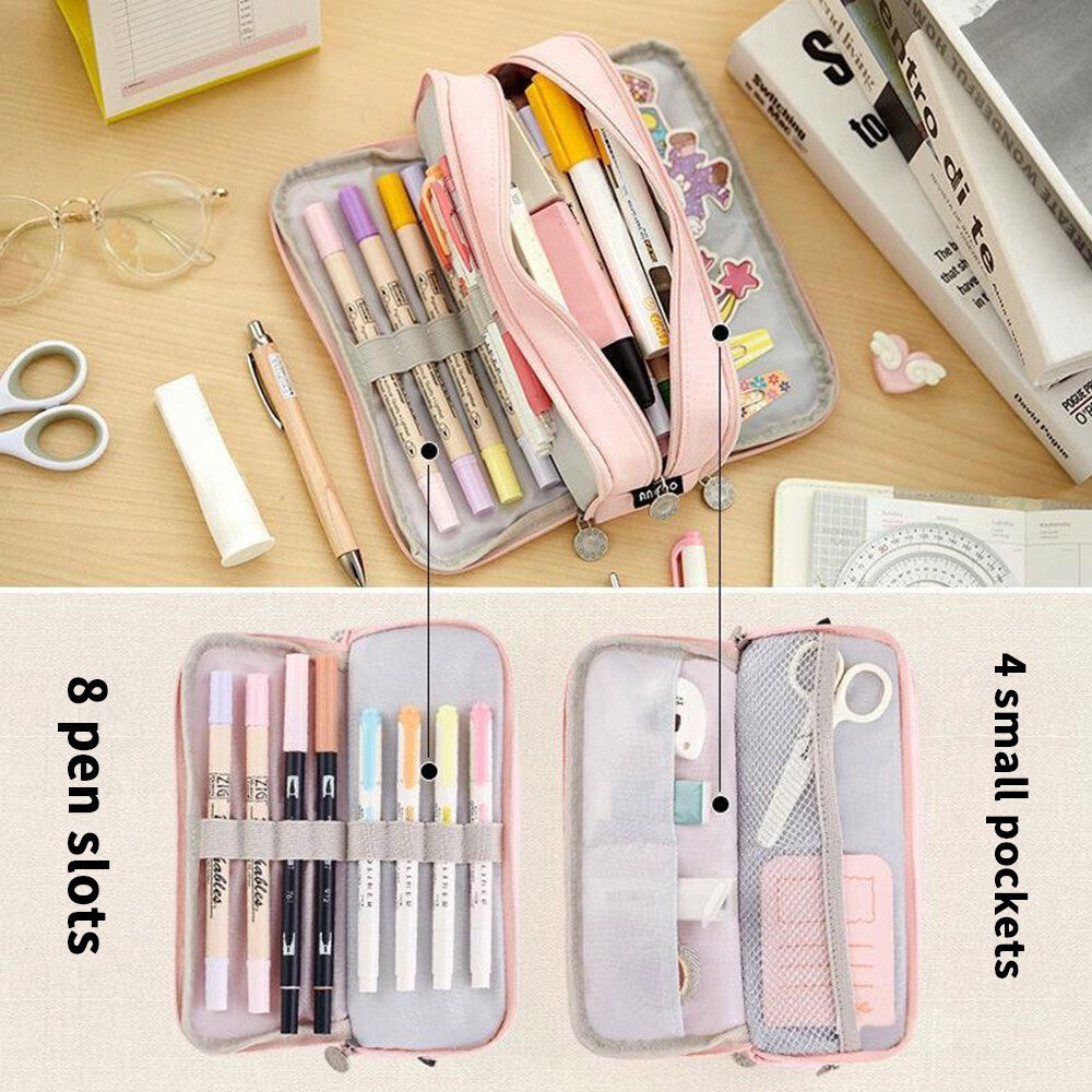 Pencil Case for Girls Boys Large Pencil Cases Big Capacity with 3 Compartments