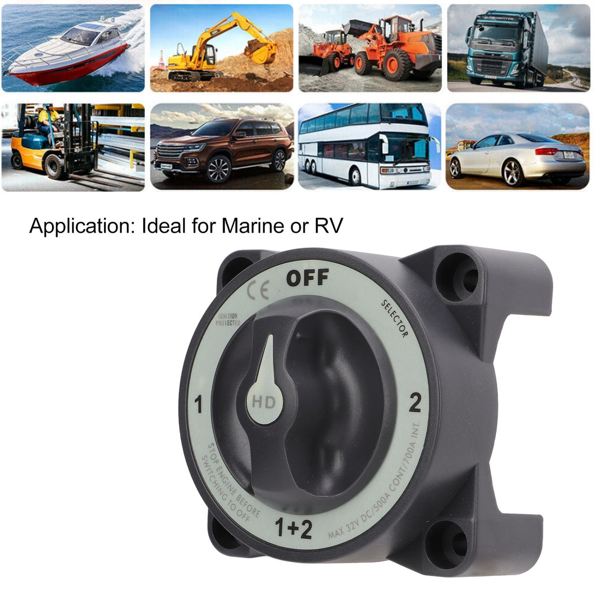 500A Marine Battery Disconnect Switch Heavy Duty 4 Position Battery Selector