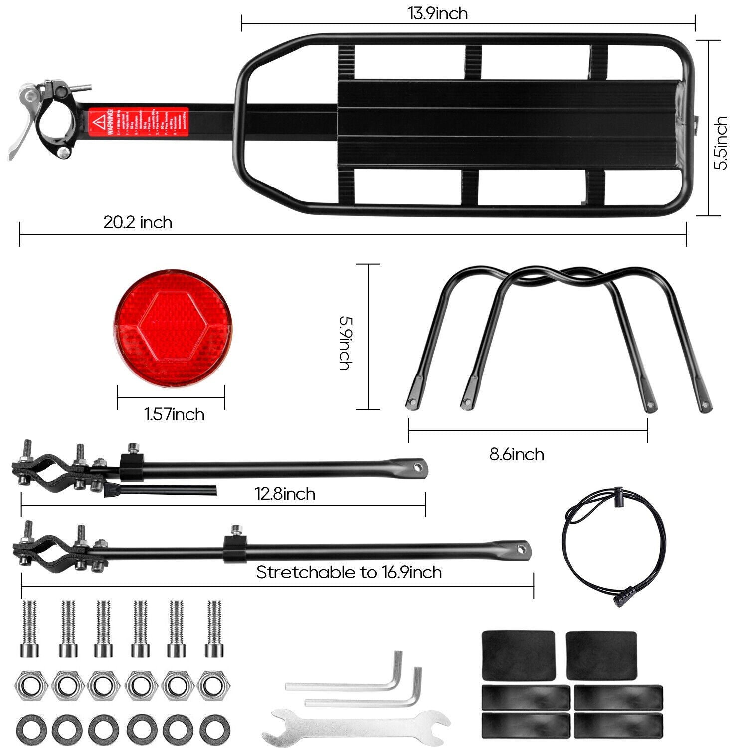 50KG Max Steel Rear Bicycle Pannier Rack Carrier Bag Luggage Cycle Mountain Bike