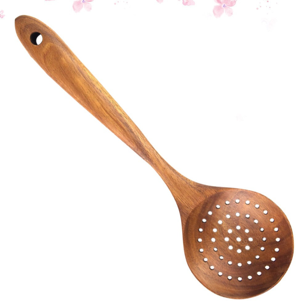 Wooden Slotted Spoon Straining Ladle Spoon Skimmer Kitchen Tool