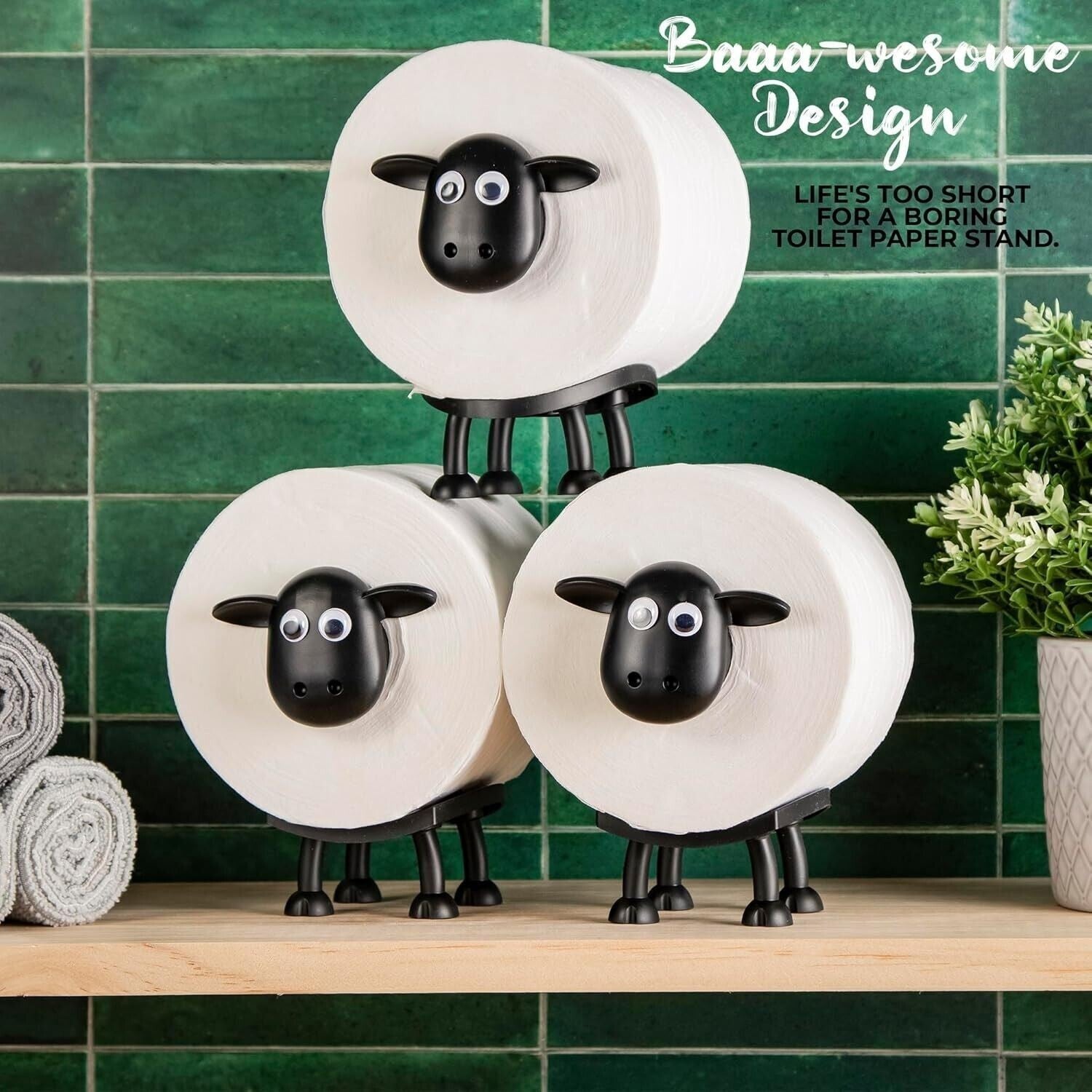 3PCS FUNNY SHEEP TOILET PAPER HOLDER QUIRKY BATHROOM DECOR LOO ROLL STORAGE UK🔥