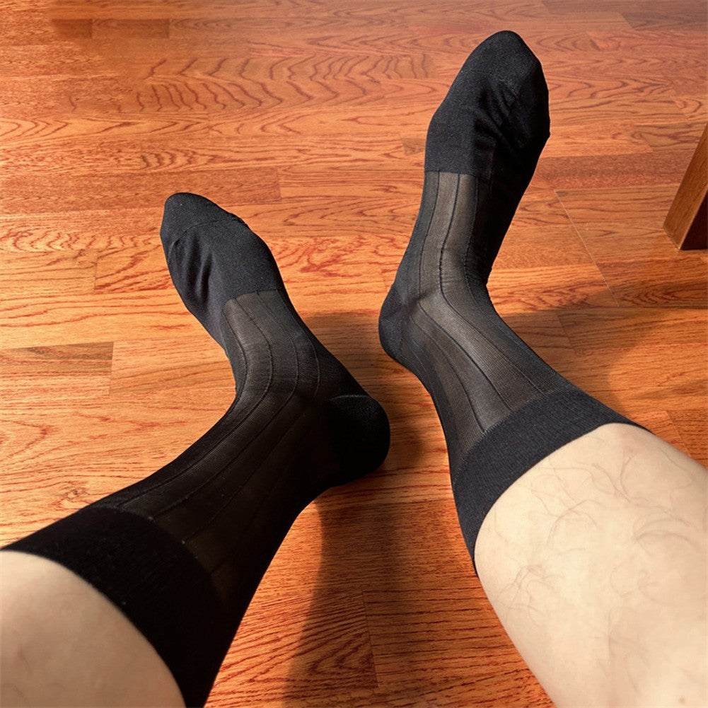 Men's Ultra Thin Sheer Socks 80% Polyamide 20% Spandex for Formal Dress Wear