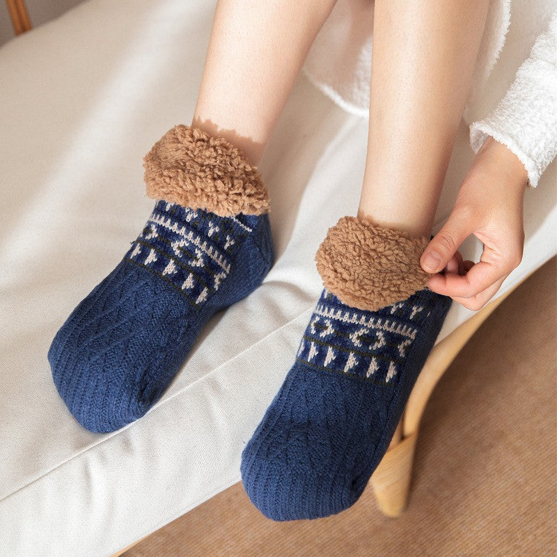 NEW Fluffy And Warm Non Slip Knitted Slipper Socks For Women And Men UK