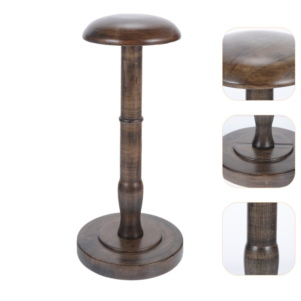 Wooden Hat Display Stand Coffee Color Hat Rack Stand Cap Organizer Hat Holder