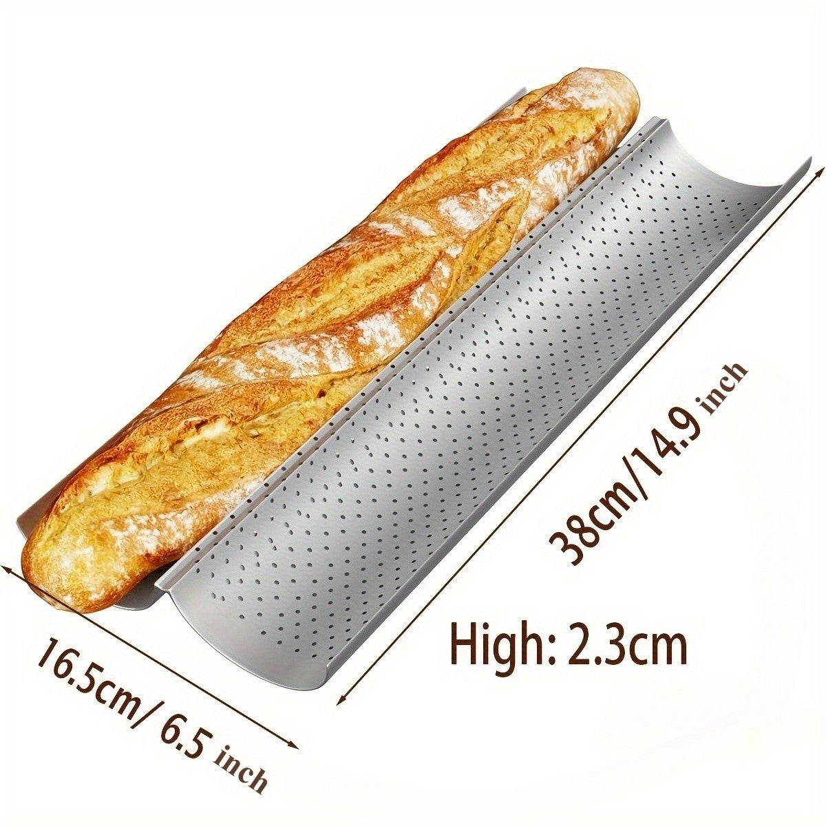 Non-stick French Baking Bread Mold 3 Wave Perforated Baguette Cake Bake Tray Pan