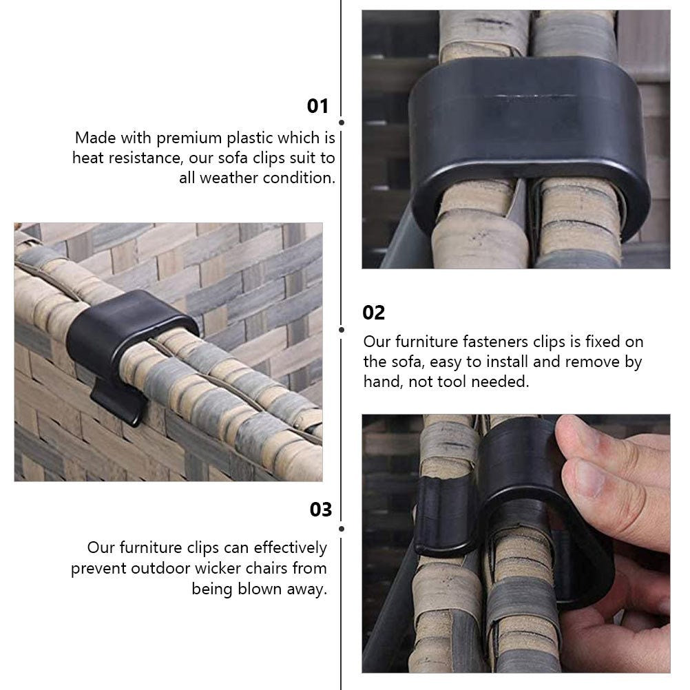 10 Pcs Rattan Garden Furniture Clips Couch Connectors Bracket Patio Wicker