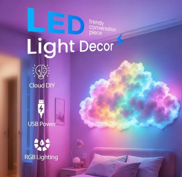 USB-Powered Thundercloud LED Light Decor,DIY Chasing Music Sync 3D Cloud Lights