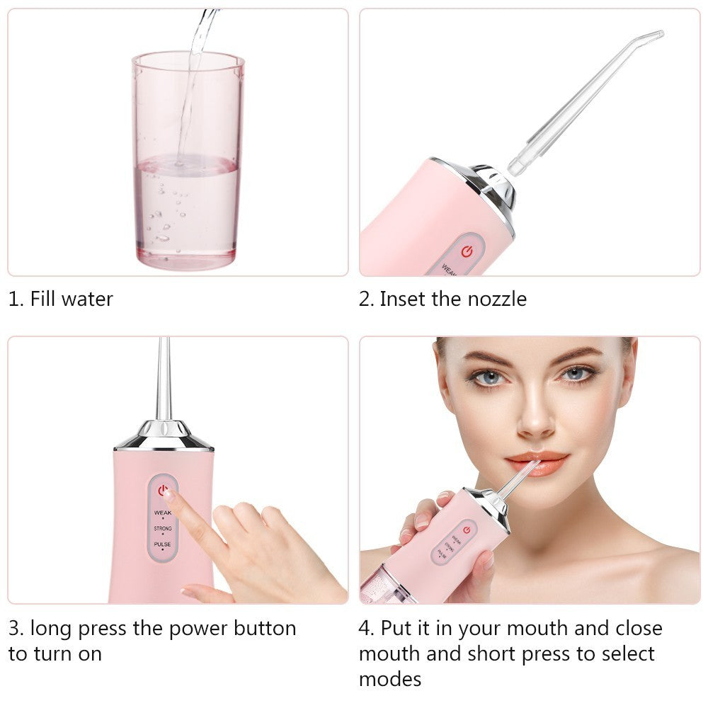 Cordless Dental Water Flosser with Jet 4 Tips Floss Oral Cleaner Irrigator Teeth