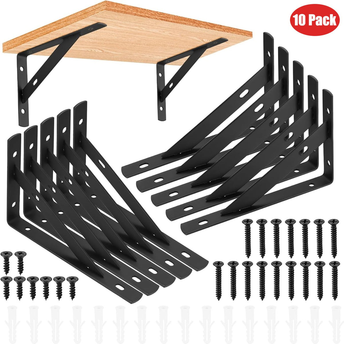 10Pack Heavy Duty Stainless steel L Shaped Wall Mounted Shelf Brackets Support
