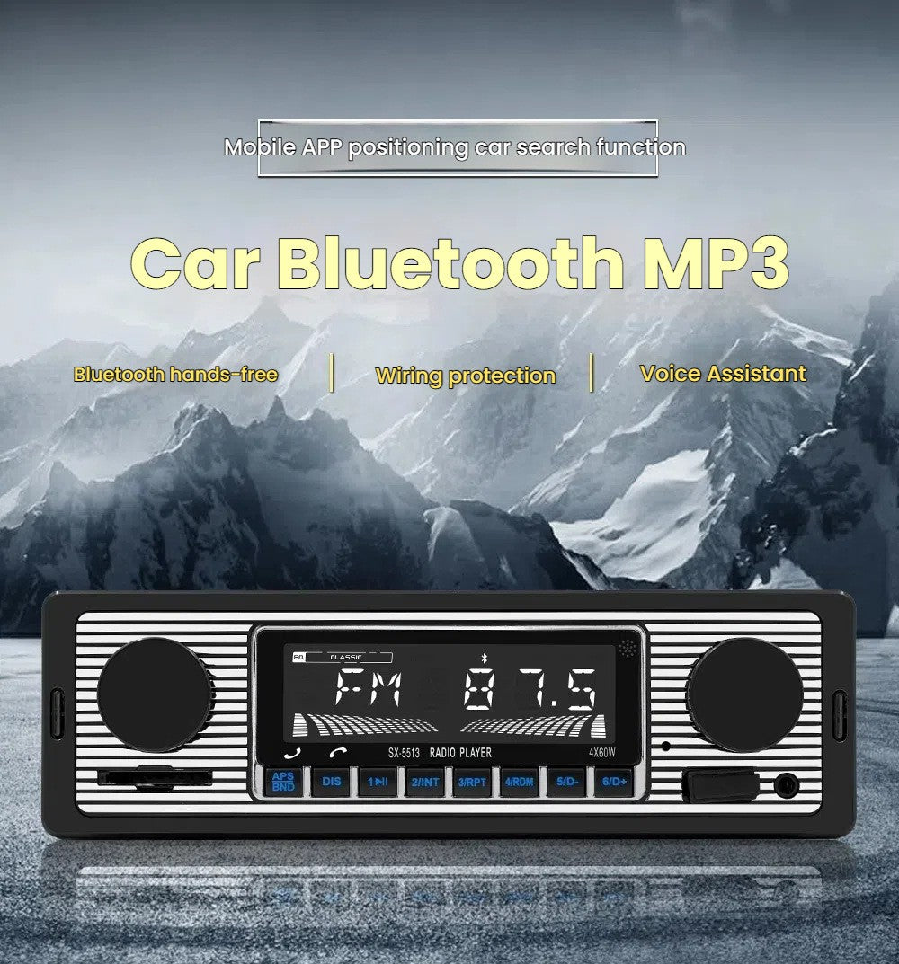 Classic Retro Car Bluetooth Compatible Radio MP3 Player Stereo USB/AUX/SD/ISO/FM