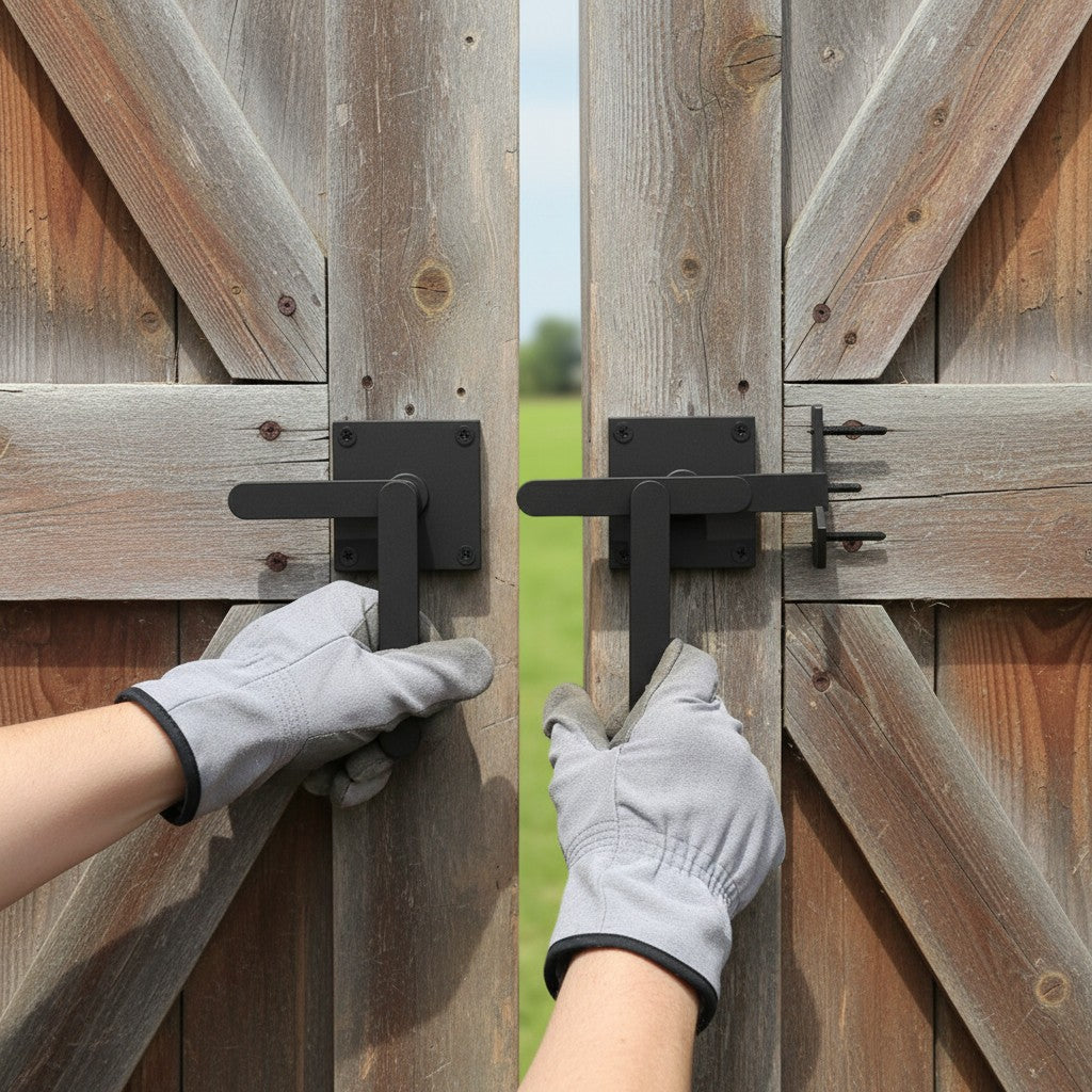 Double Side Gate Latch Black: Heavy Duty Aluminum Garden Gate Latch Sel