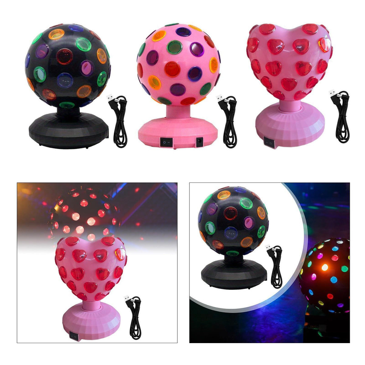 Disco Ball Lamp 360° Rotation Portable DJ Lighting for Bar Room Stages NEW.*