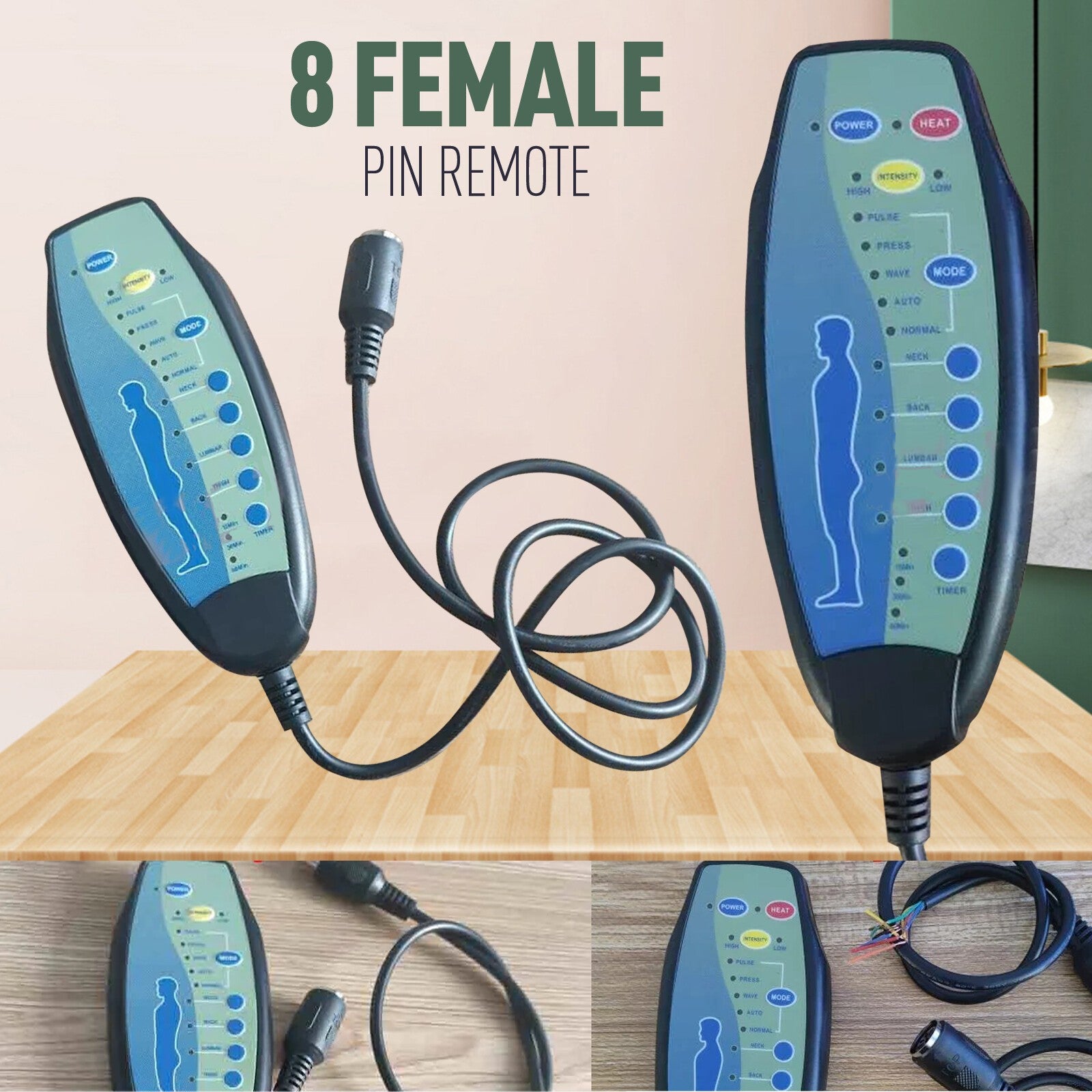 8 Female Pin Remote For Massage Power Lift Recliner Chair Hand Controller DC12V