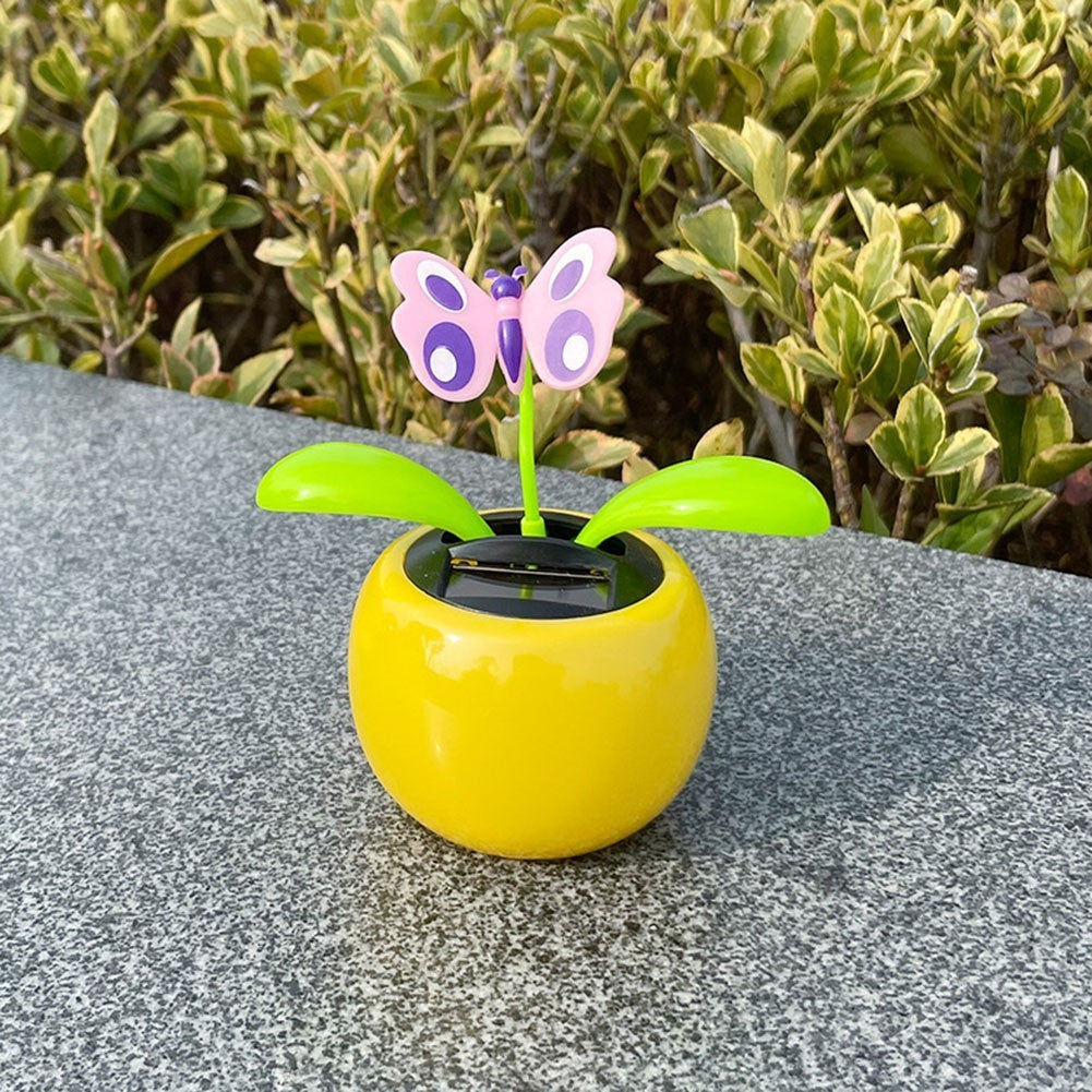 Pack of 4 Solar Powered Bubble Head Dancing Flowers for Office and Car Decor