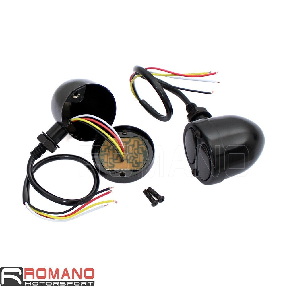 Motorcycle 3 In 1 LED Turn Signals w/ Brake Light Blinkers For Harley Cafe Racer